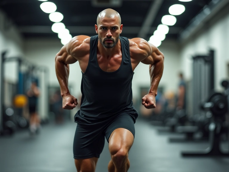 Atleta che si allena con energia, con sfondo dinamico